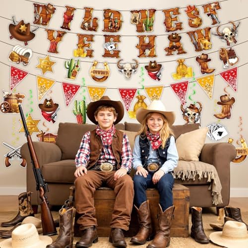 Western Cowboy Party Decorations Banner for Birthday