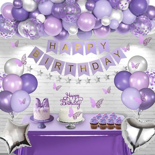 Lavender Purple Birthday Decorations for Women Girls
