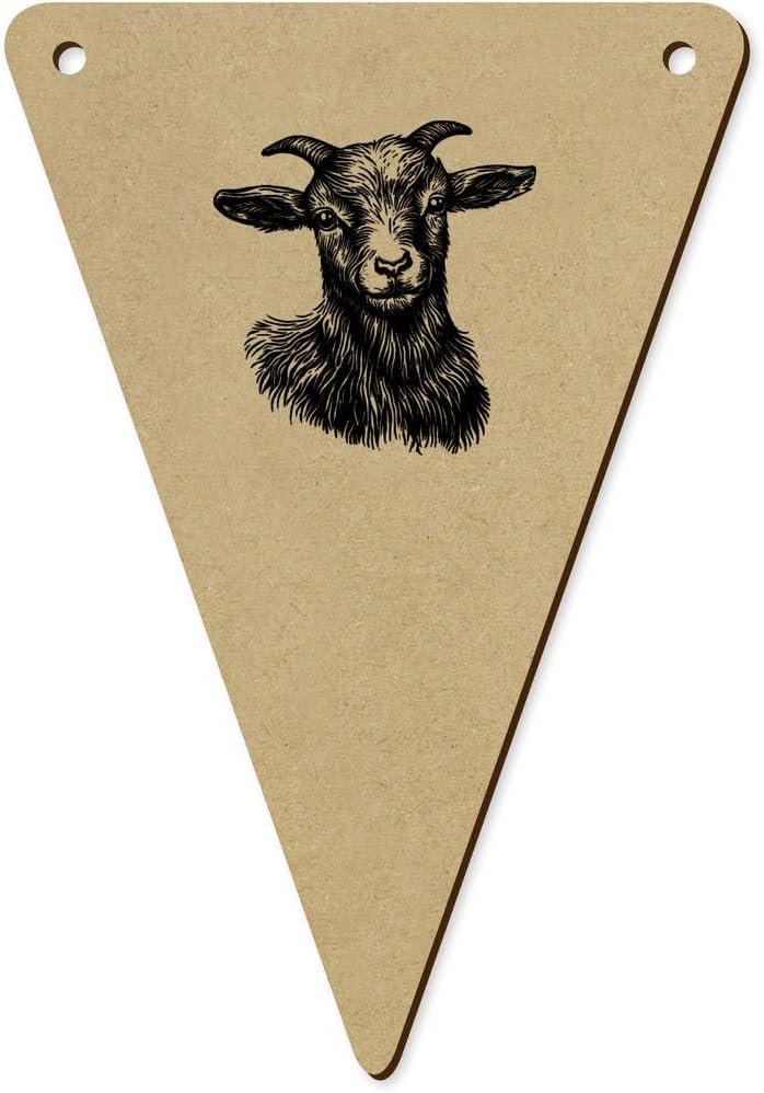 5 x 140mm Baby Goat Portrait Wooden Bunting Flags