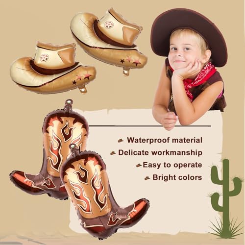 8pcs Western Themed Party Balloons - Cowgirl Hat Boot Decor