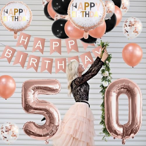 Rose Gold 59th Birthday Foil Balloons Decorations