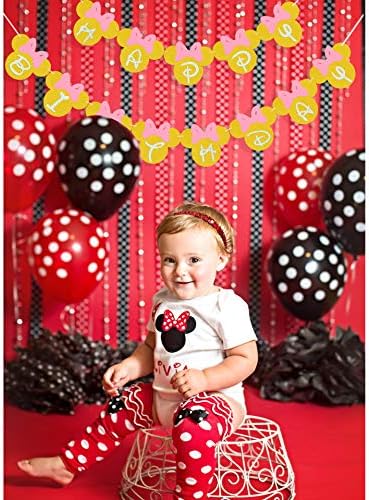 Minnie Themed Happy Birthday Glitter Banner