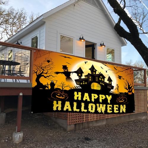 Laoone Halloween Banner 72x44 Inch Spooky Design