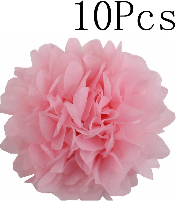 10pcs Pink Tissue Paper Pom Poms for Decorations