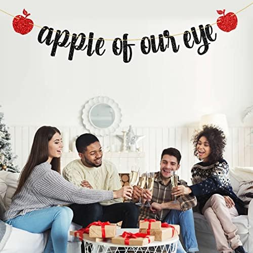 WeBenison Shiny Black Glitter Apple Banner