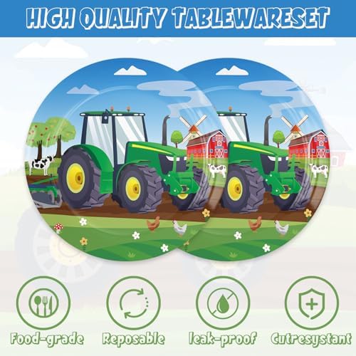 40Pcs Tractor Themed Party Decorations Plates and Napkins
