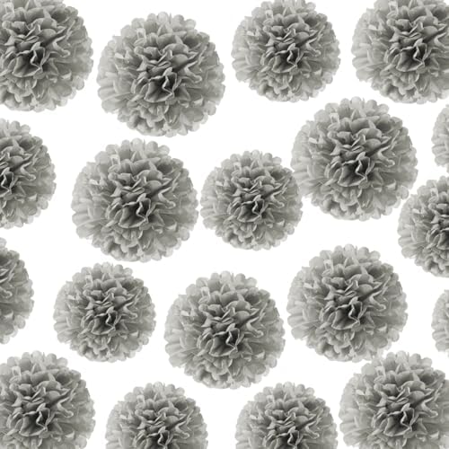 YLYs Love Tissue Pom Poms 20pcs Grey Decor