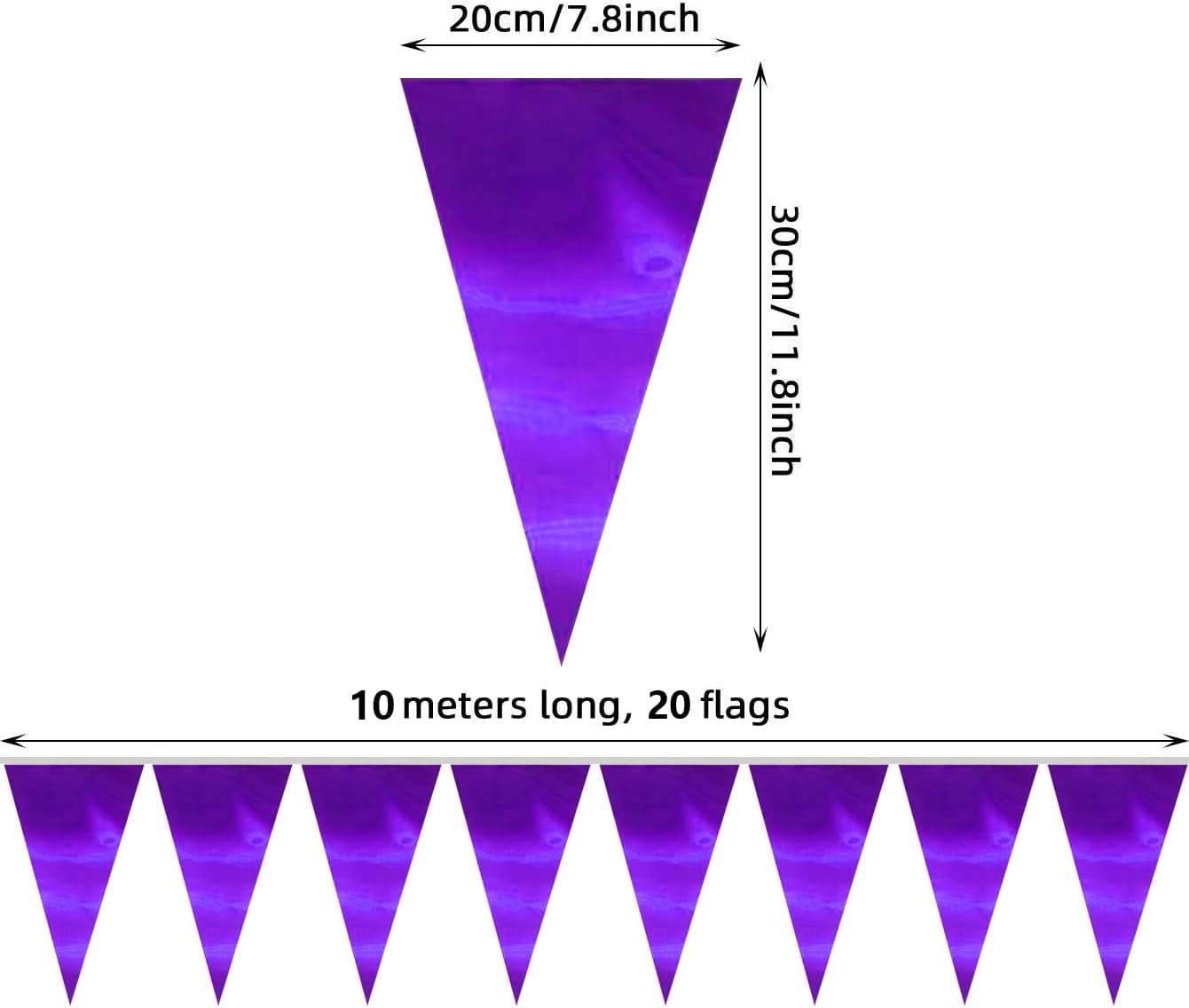 20M Purple Triangle Pennant Bunting Garland for Events