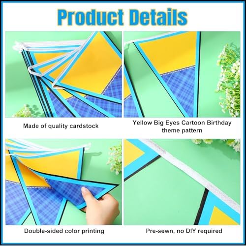 Tiamon 5 Pcs Yellow Big Eyes Birthday Decorations