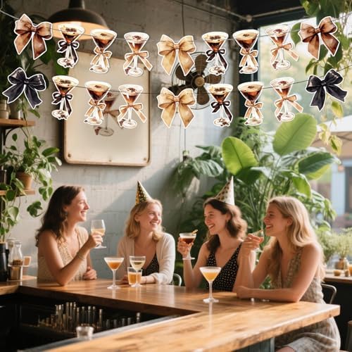 4pcs Bow Martini Party Banner Garland for Espresso Cocktail Theme