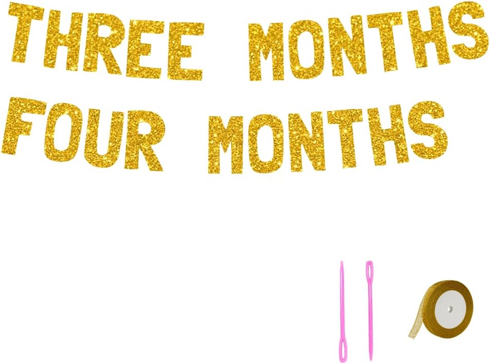Meowoo 3-Month Celebration Banner with Bold Gold Glitter Letters