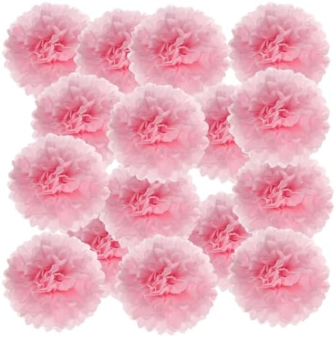 PATIKIL 4 Inch Light Pink Tissue Pom Poms 20 Pack