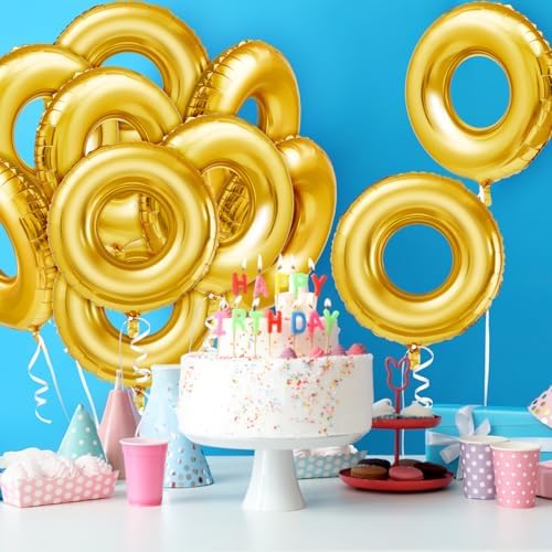 6 Pack Gold Ring Foil Balloons for Birthday Decorations