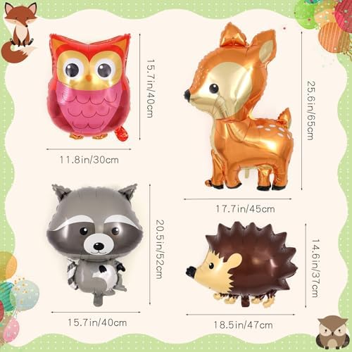 Woodland Animal Balloons 8 Pcs Forest Themed Party Decor