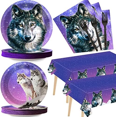 24 Guests Wolf Birthday Party Tableware Set