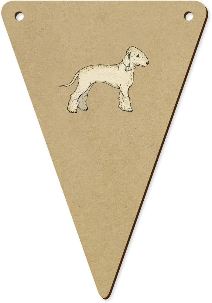 Azeeda 5 x 140mm Bedlington Terrier Wooden Bunting Flags