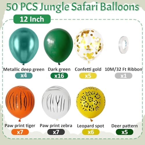 Paready 50 Pack Animal Print Balloons for Party Decorations