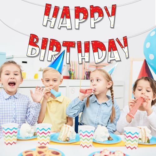 Cartoon Happy Birthday Banner with Hanging Guide Needle