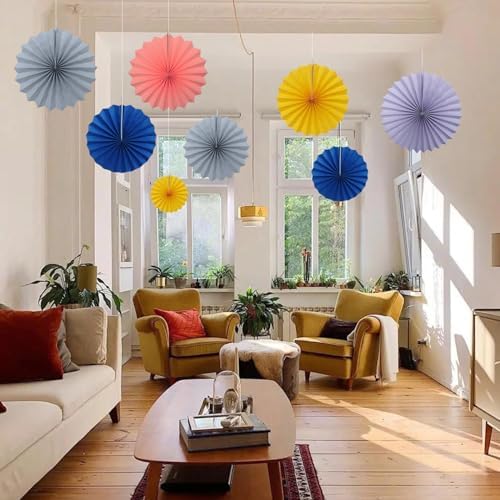 Gray Party Decorations 12in Hanging Fans DIY Set
