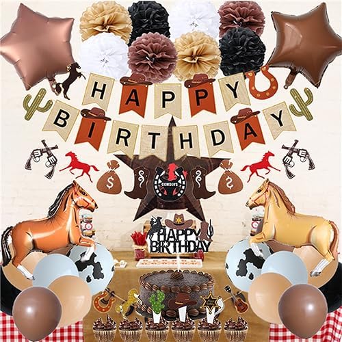 Western Cowboy Birthday Party Decorations Set