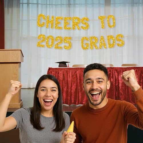 Meowoo 2025 Graduation Banner with Gold Glitter
