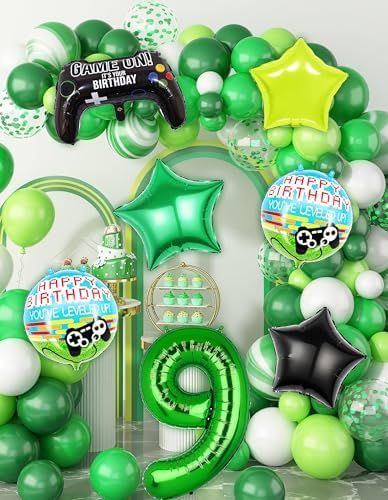 40 Inch Green Pixel Number 9 Balloon Set 7Pcs