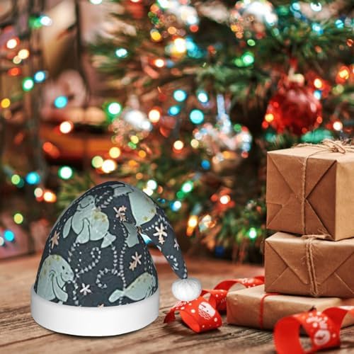 QINZHENG Manatee Santa Hat Personalized Velvet Plush Christmas Gift