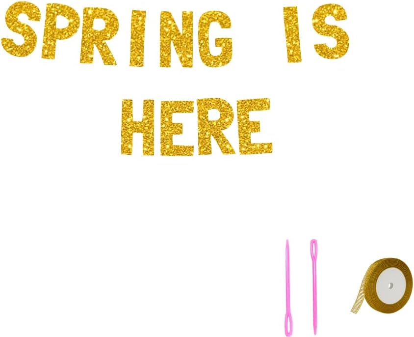 Meowoo Spring Banner with Glittery Gold Letters