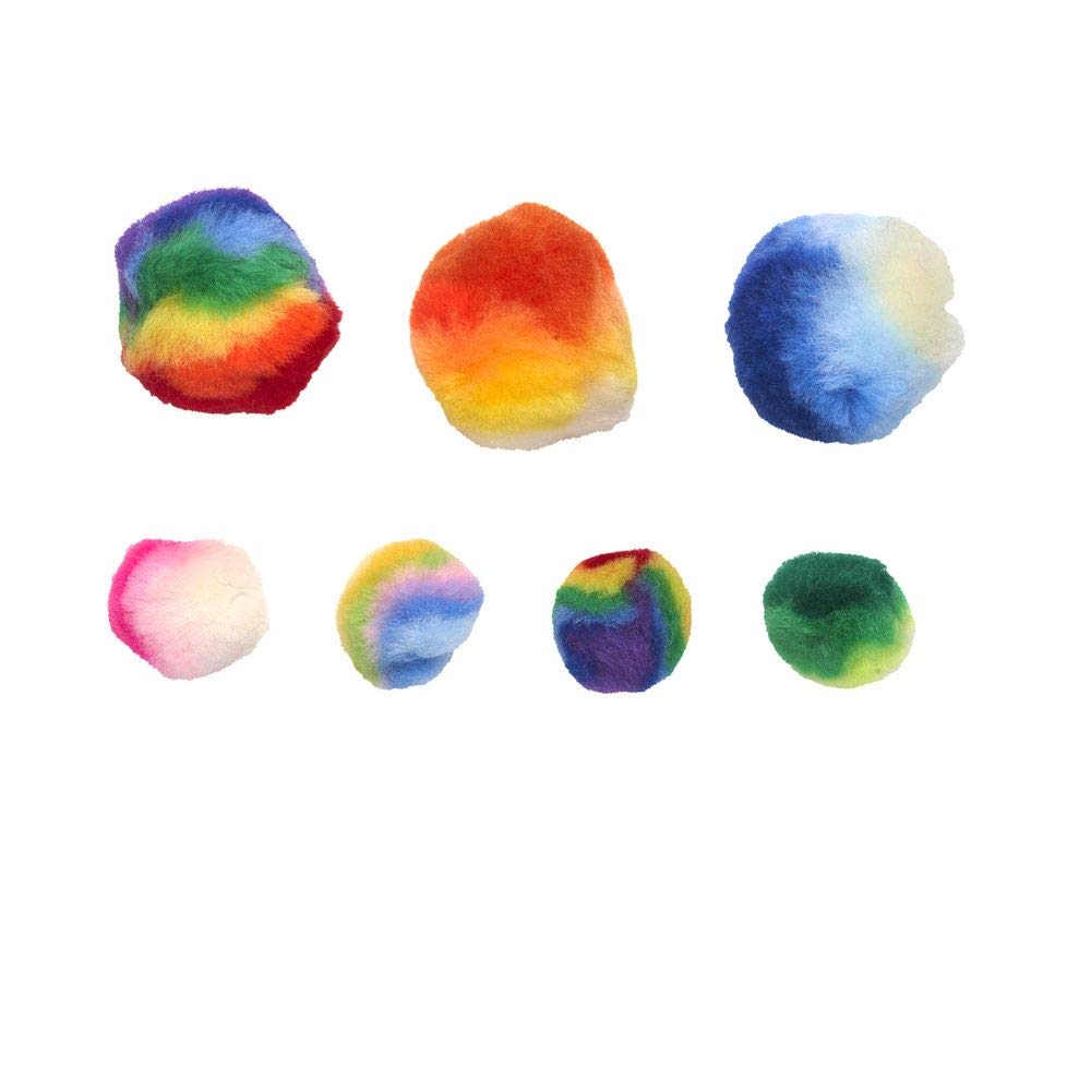 Colorations Rainbow Striped Pom-Poms 180 Pieces