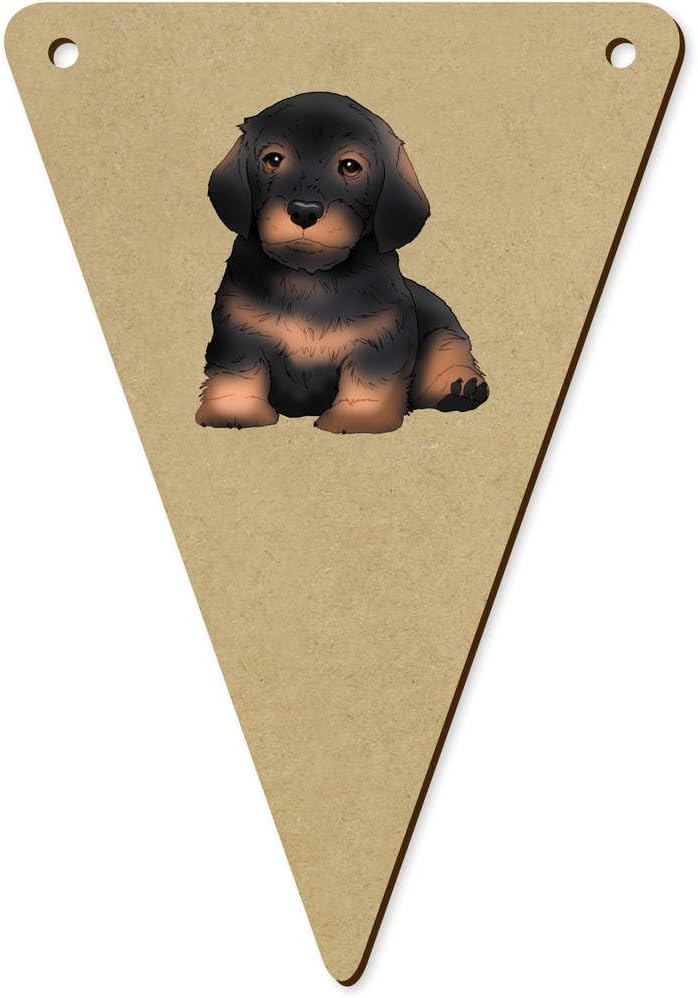 Azeeda 5 x 140mm Dachshund Puppy Wooden Bunting Flags