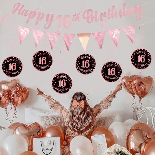 16th Birthday Decorations Set for Girls - Rose Gold