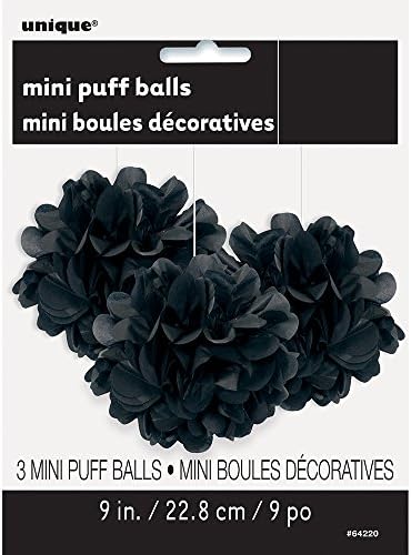 Black Mini Puff Tissue Decorations 3 Ct - Elegant Event Banners