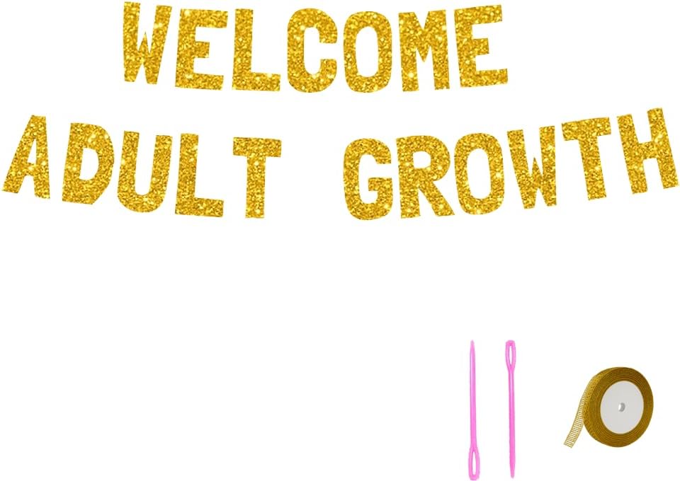 Meowoo Gold Glitter Celebration Banner for Adult Growth