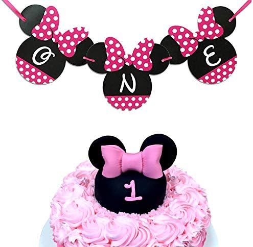 Minnie Mouse First Birthday Banner 8x8 Inches