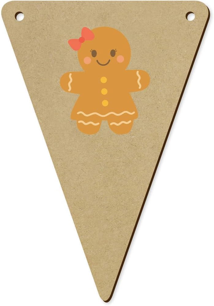 5 x 140mm Gingerbread Woman Wooden Bunting Flags
