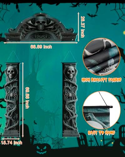 ALKB Halloween Door Banners 3 Pcs Cemetery Decor