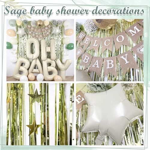 Sage Green Baby Shower Decorations Set
