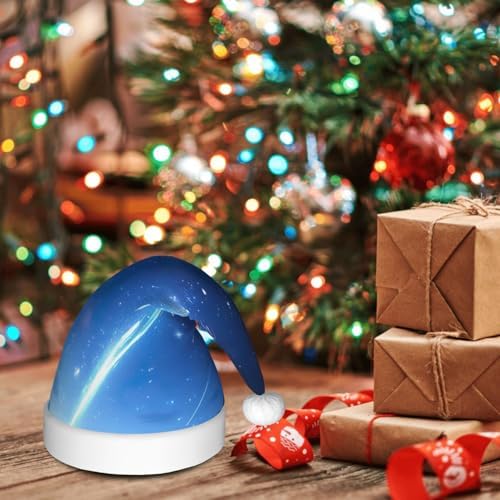 QIN ZHENG Splendid Star Print Santa Hat for Women Adult