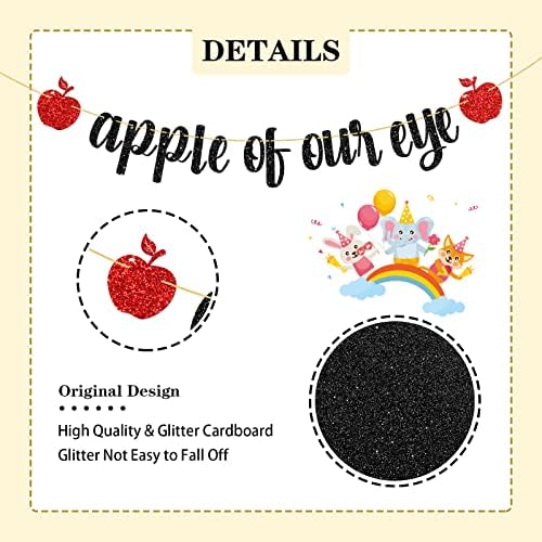 WeBenison Shiny Black Glitter Apple Banner