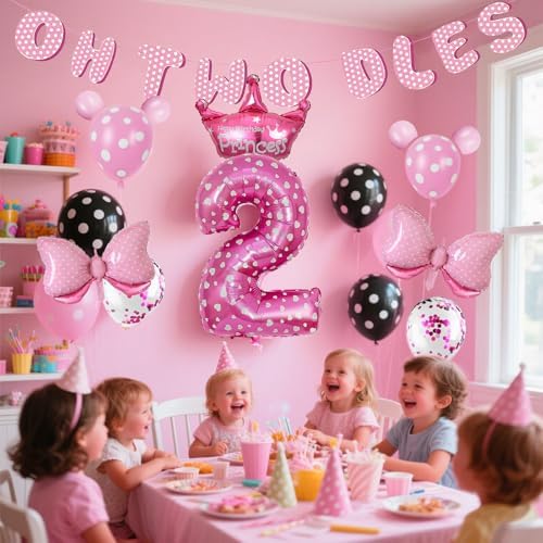 Oh Twodles Pink 2nd Birthday Party Decor Set