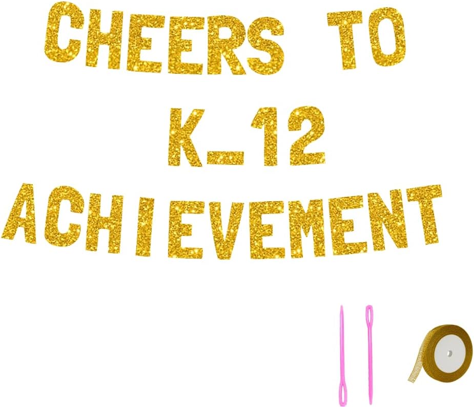 Meowoo Graduation Banner with Sparkling Gold Glitter