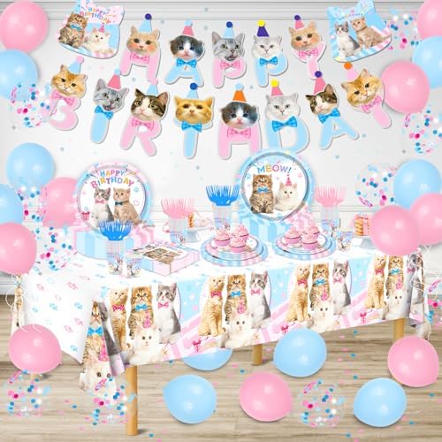 Cat Birthday Decorations 146Pcs Party Supplies Set