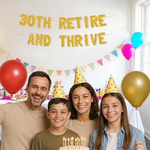 Meowoo Glittery Gold Retirement Banner