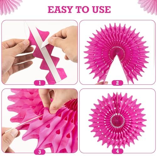 12Pcs Hot Pink Party Decorations Set