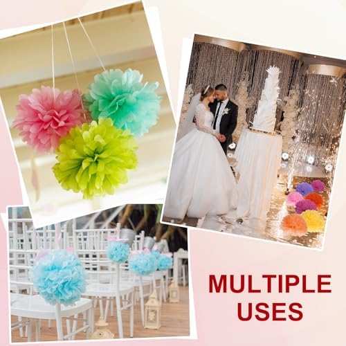 PATIKIL Paper Pom Poms Set 12 Pcs Light Pink