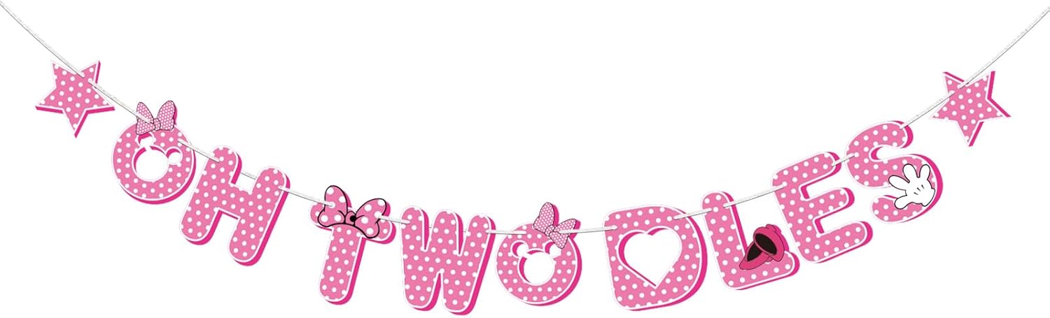Halodete 2nd Birthday Banner Cartoon Mouse Decorations