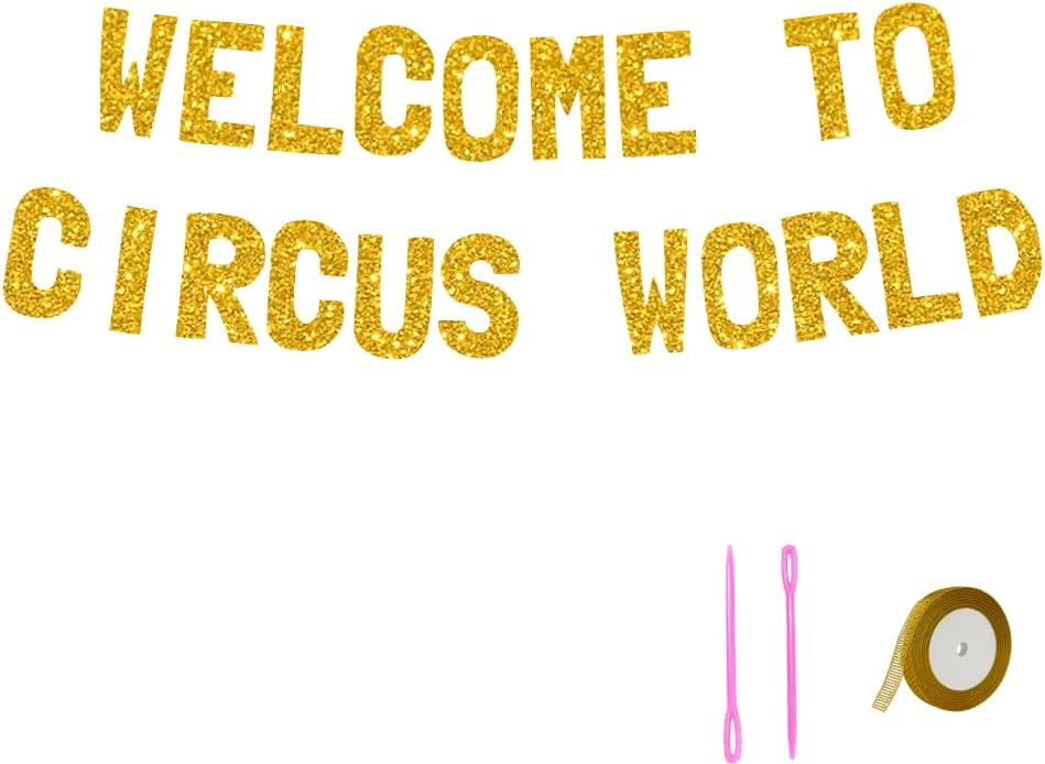 Meowoo Fun Circus World Decor Glittery Gold Banner