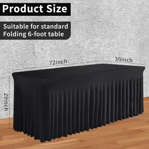 Premium Black Table Skirts for 6ft Rectangular Tables 2Pack