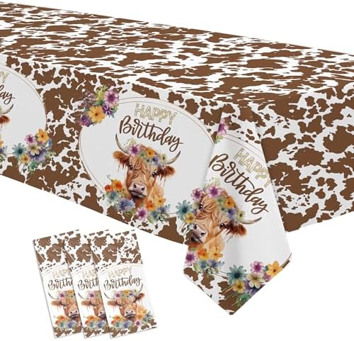 Highland Cow Party Tablecloth Set 3 Pack