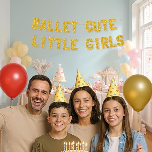 Meowoo Glittery Gold Ballet Party Decor Banner